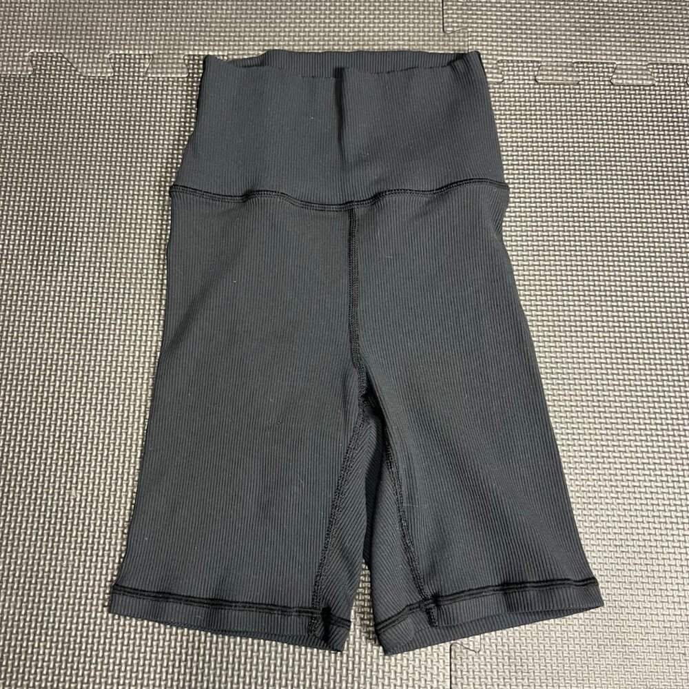 Offline By Aerie Black Ribbed High-Waisted Biker Shorts S/P Comfortable Lounge O